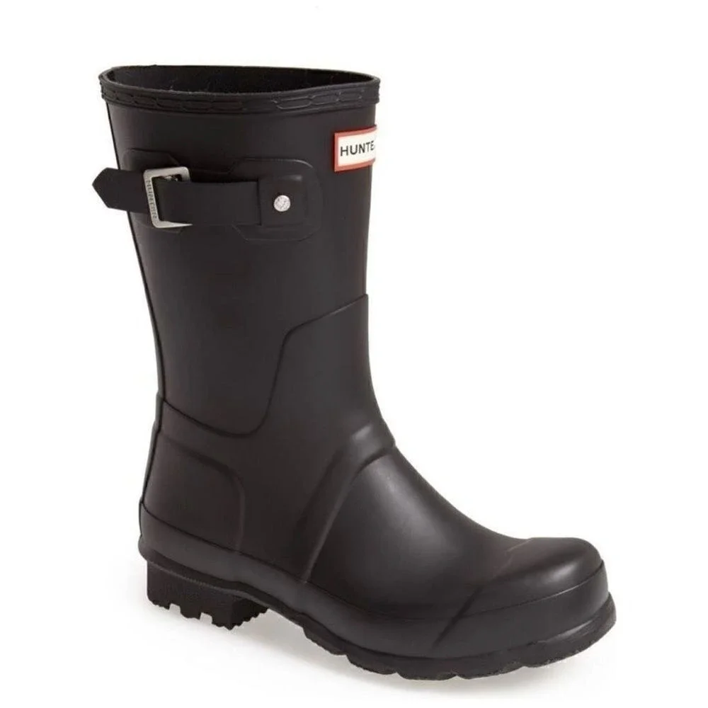 HUNTER Original Short Waterproof Rain Boot,‎ Rubber Black, Size 9, NWT